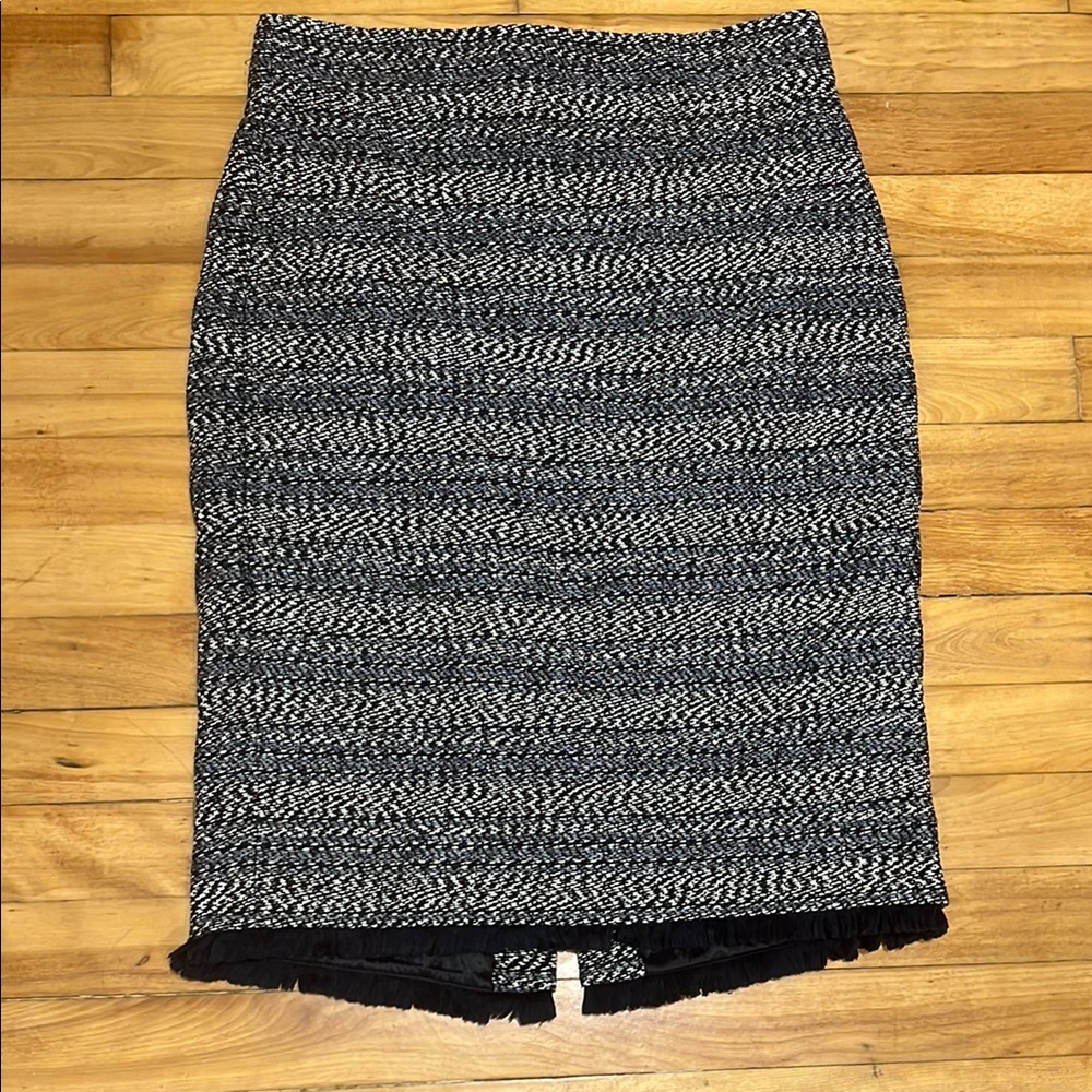 J. Crew Navy Blue and Gray Pencil Skirt Knee-Length